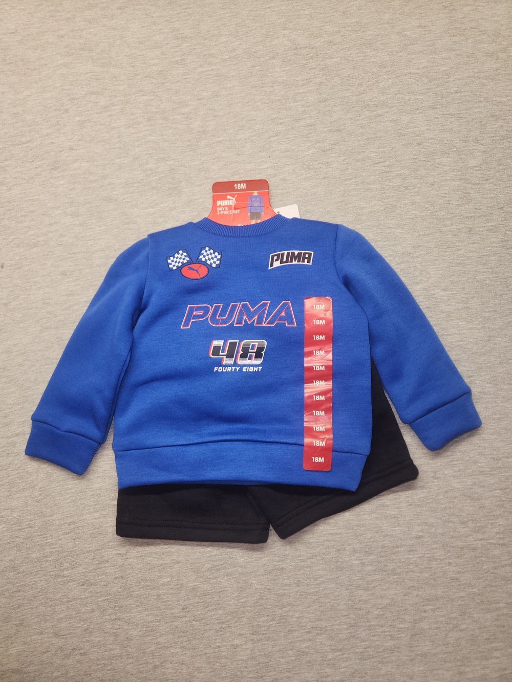 Puma Bright Blue Racing Graphic Sweatshirt & Shorts Set